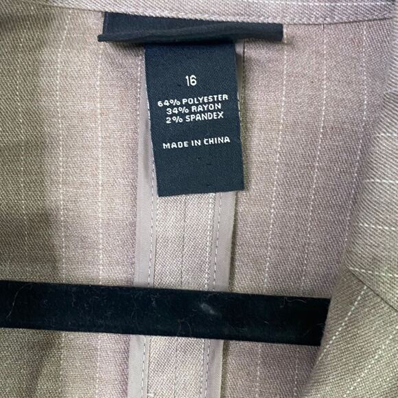 Lane Bryant Long Sleeve Striped Collar Blazer Stretch 3 Buttons 16 Gray White - Picture 6 of 15